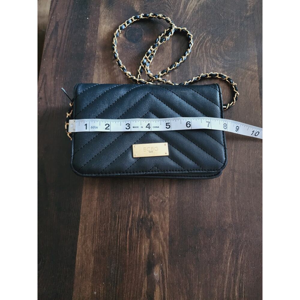 BCBG Paris Black Quilted Gold Chain Strap Crossbody Handbag Purse - Picture 5 of 6